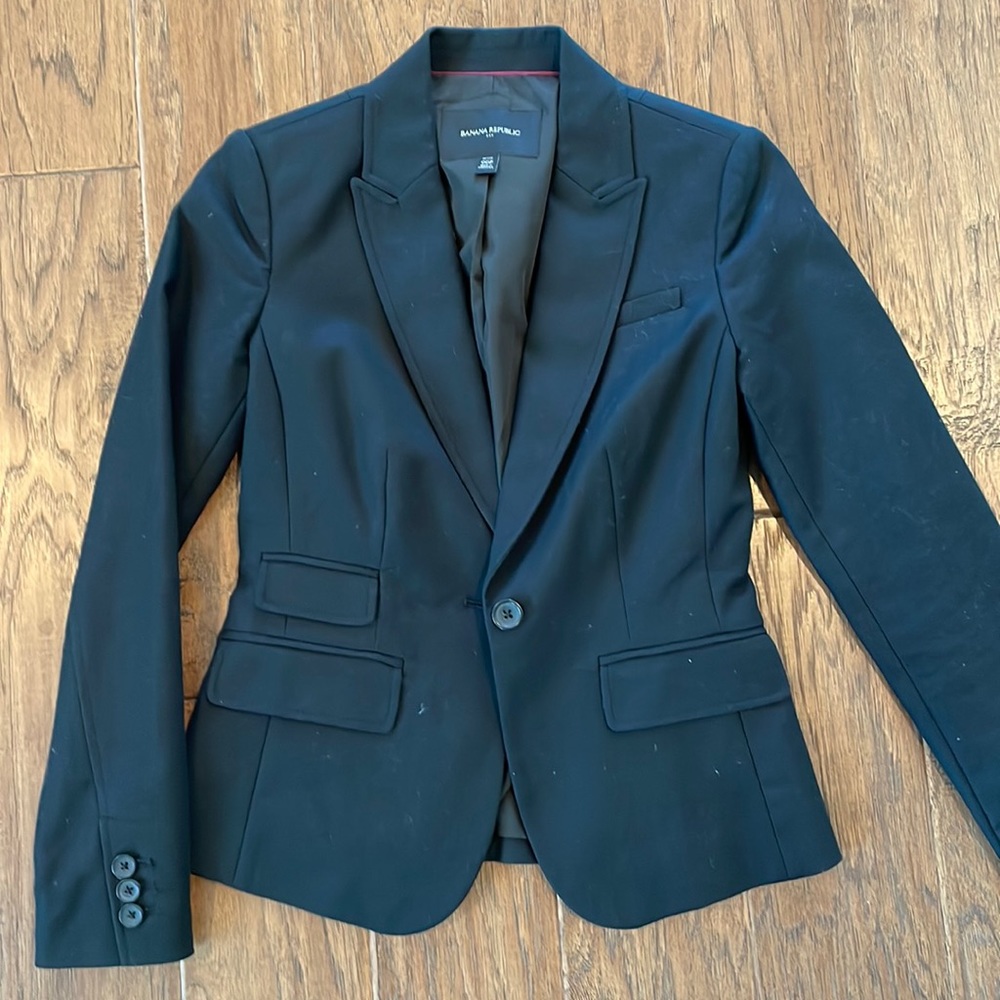 Banana Republic Black Blazer with Magenta Stitching details 00P XXXSMALL